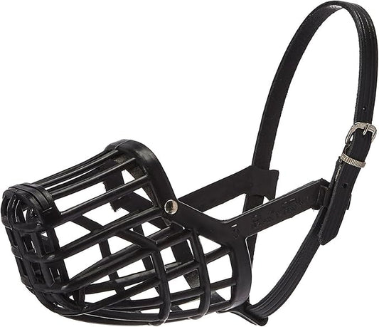 Leather Brothers Italian Basket Dog Muzzle, Adjustable Secure Fit, Comfortable Design, Training and Safety, Averts Biting, Prevents Chewing and Scavenging, Perfect for Grooming - Black, Size 9