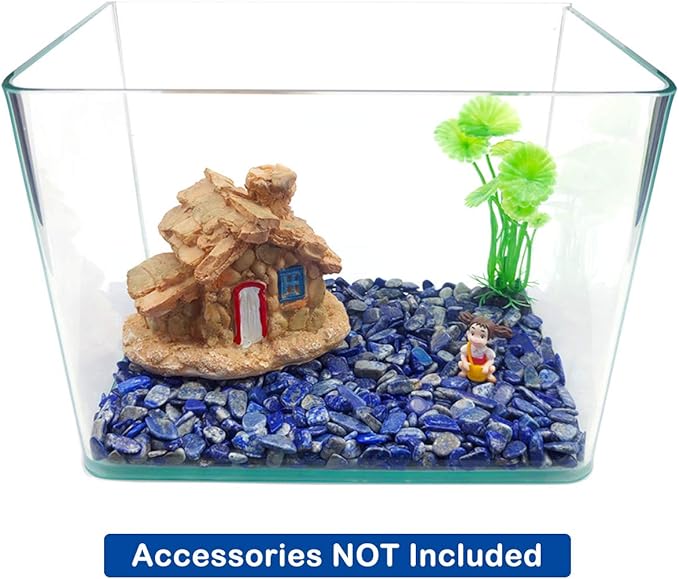 WAYBER 1 Lb/460g Deep Blue Lapis Lazuli Pebbles Irregular Decorative Stones Natural Crystal Rock Gravel for Aquarium/Fish Turtle Tank/Succulent Plants/Air Plants Decoration (Fill 0.9 Cup)