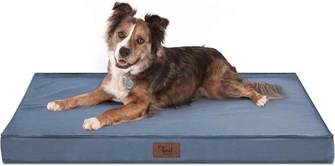 Orthopedic Dog Bed for Large Dogs - Pet Bed with Removable Washable Cover, Big Waterproof Dog Bed for Large Sized Dogs with Egg Crate Foam, Blue
