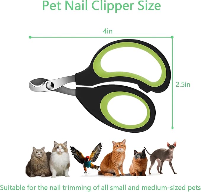 Cats & Dogs Pets Nail Clippers & Trimmers Rabbit Nail Clippers cat Nail Clippers for Indoor Cats cat Claw Clippers with Safety Guard Professional Grooming Tool for Cat Kitten(Green)