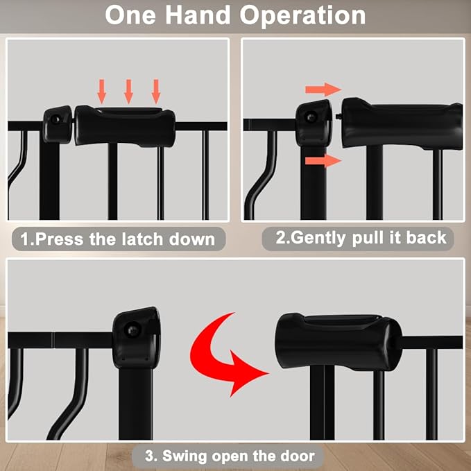 Fairy Baby Extra Wide Baby Gate Black 62-67 Inch Wide, Walk Through Pressure Mounted No Drill, Long and Large Tension Gate for Pet and Kids