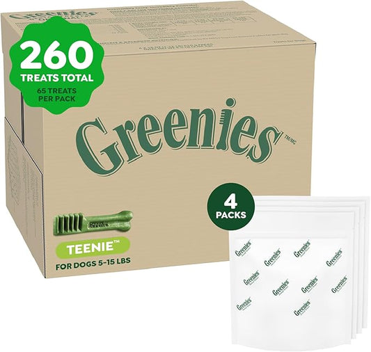 Greenies Original Teenie Dental Dog Treats, (4) 65 ct Packs (260 Treats)