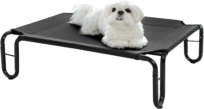 pettycare Elevated Dog Bed Cot, Raised for Large Dogs, No Screws, Stable Frame & Durable Supportive Teslin Recyclable Mesh, Breathable, Indoor &Outdoor Pet Beds, Fits up to 35 lbs, 28x22x8 ''es