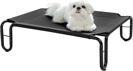 pettycare Elevated Dog Bed Cot, Raised for Large Dogs, No Screws, Stable Frame & Durable Supportive Teslin Recyclable Mesh, Breathable, Indoor &Outdoor Pet Beds, Fits up to 35 lbs, 28x22x8 ''es