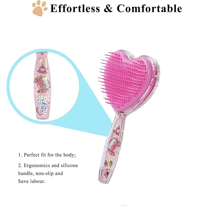 Small Dog Brush, Soft Dog Grooming Brush for Shih Tzus, Yorkies, Maltipoos, Maltese, Love Shape Puppy Massaging Pet Hair Brush, Cat Brush, for Small Dogs Cats of All Hair Types (Rose Pink)