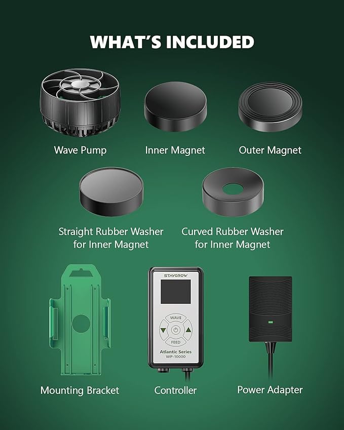 Atlantic Series WP-10000 Wave Maker for Aquarium, DC 24V 20W 2642 GPH (10000 L/H) Powerhead, Powerful yet Silent Sine Wave Controllable Wave Pump for Fresh/Saltwater/Marine/Reef Tank Black