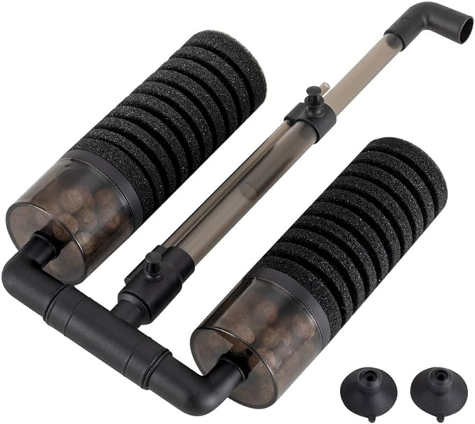 hygger Aquarium Double Sponge Filter, Comes with 2 Spare Sponges (S)