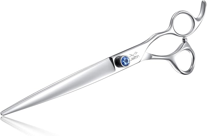 JASON 8" Straight Dog Grooming Scissors Long Pets Grooming Shears Premium Cats Trimming Kit with Offset Handle and a Jewelled Screw Sharp Comfortable