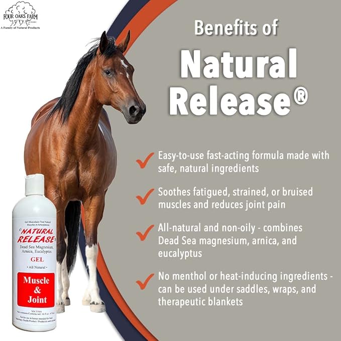 Natural Release Muscle Gel Treatment - Horse Liniment for Sore Muscles, Joint Pain, and Tendons