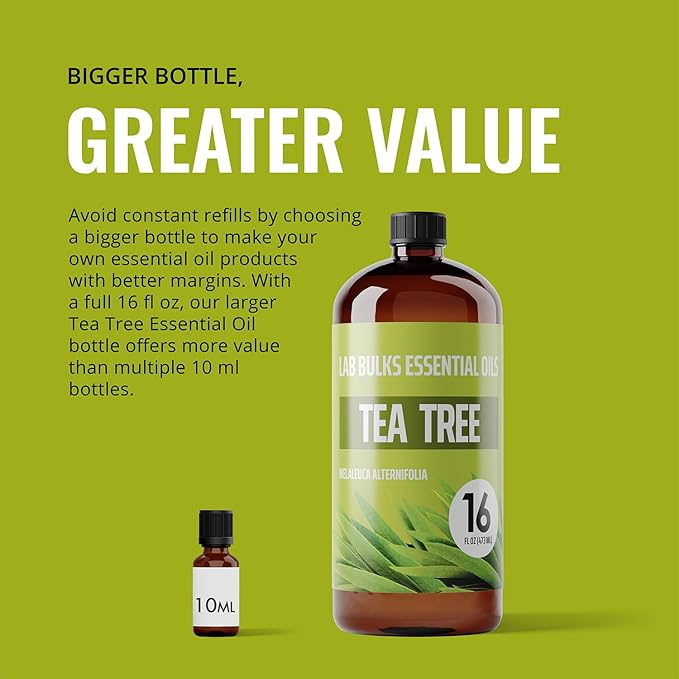 Tea Tree Essential Oil 16 oz Big Bottle for Diffuser, Face, Hair, Aromatherapy, and Tea Tree Spray (473 ml)