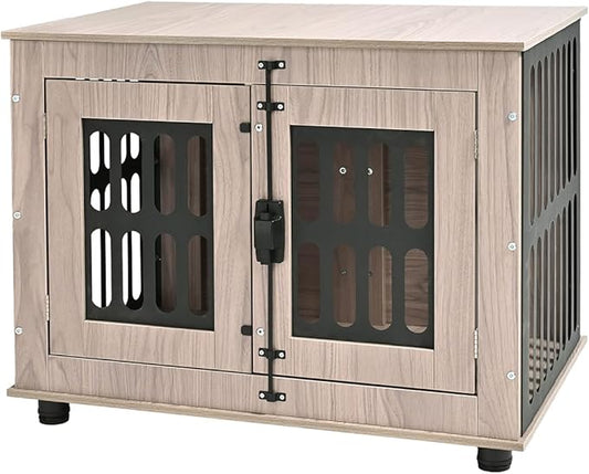 Amazon Basics Heavy Duty Dog Crate Furniture for Small Dogs, Wooden Decorative Dog Kennel Cage Indoor with Safety Lock, 32.5" L x 25.6" W x 21.9" H