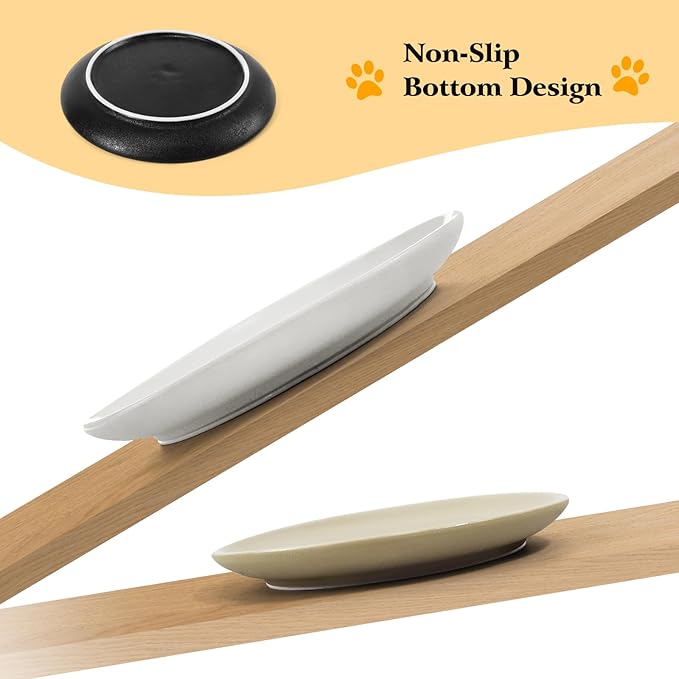 3PCS Cat Food Bowl,Ceramic Cat Dish for Indoor Cats,Wide Shallow Cat Bowls for Dry and Wet Food,Anti Whisker Fatigue Cat Plates for Kitten Cats or Dogs