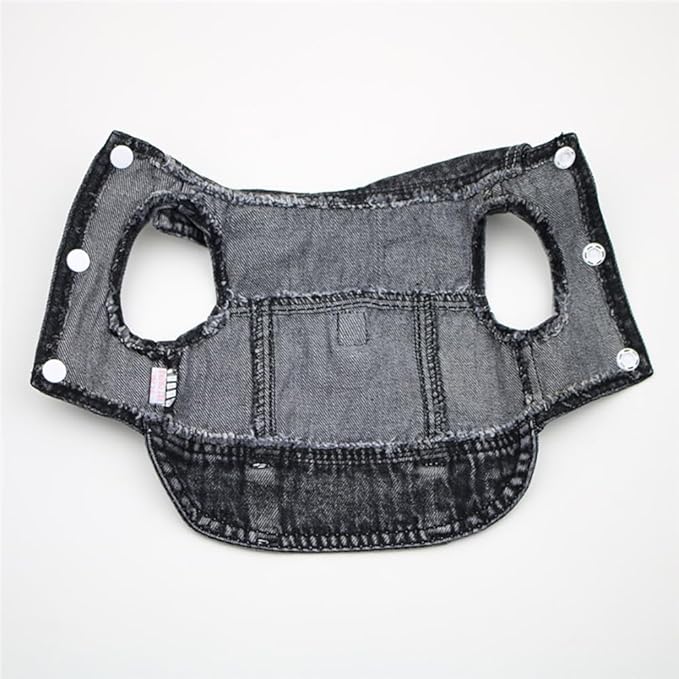 Puppy Clothes for Small Dogs Boy,Classic Western Denim Dog Coat,Dog Jeans Jacket with Leash D-Ring,Pet Cat Costumes,Cooling Harness Vest for Walking (Black, X-Small)