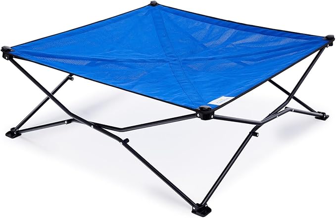 Coolaroo On-The-Go Elevated Dog Bed - Foldable Pop-Up Travel Dog Bed with Breathable, Moisture-Resistant Fabric, Carry Bag Included, Lightweight & Portable, Aquatic Blue, Extra Large