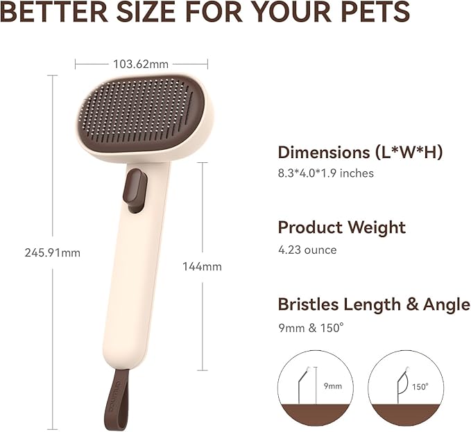 Aumuca Cat Brushes for Indoor Cats Dog Hair Brush for Shedding Long or Short Haired Cats Grooming Deshedding Brush for Dog Kitten Horse Massage Removes Loose Fur, Brown