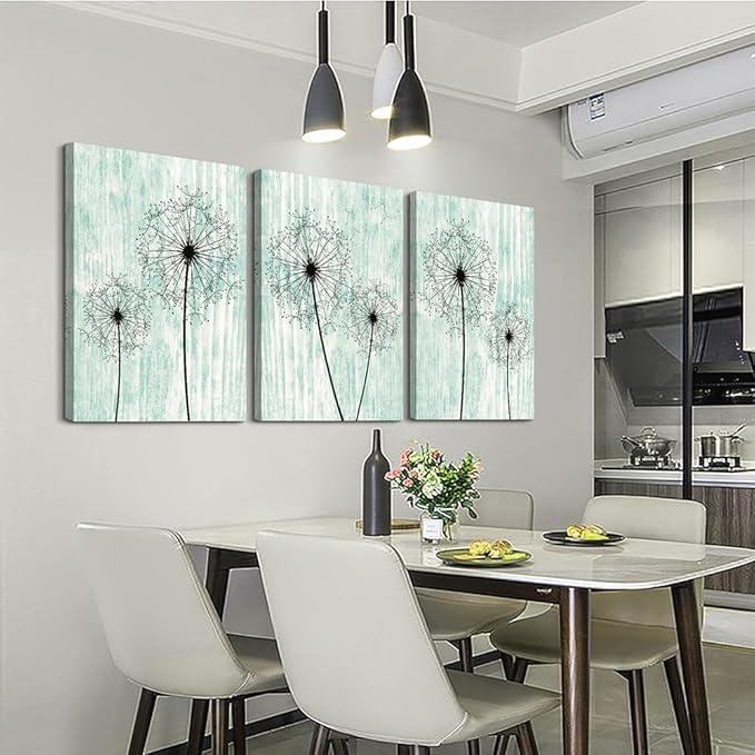 Light Green Background Dandelion Canvas Wall Art Paintings For Living Room Large Size Wall Artworks Bedroom Decoration 3 Piece Framed Office Wall Decor Canvas Print Posters Kitchen Home Decoration