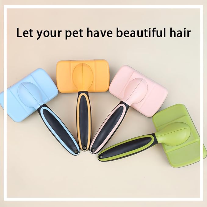 Self cleaning slicker brush for dogs and cats, skin-friendly grooming cat brush, easy-to-clean dog hair brush, depilatory brush, hair brush puppy brush, pet cleaning accessories (Yellow)