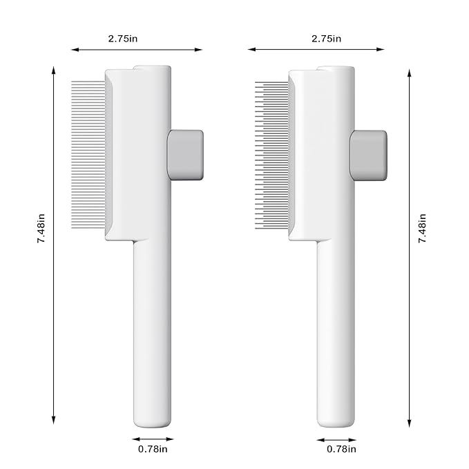 Pet Grooming Combo - Flea Comb(Dense Teeth) and Pet Hair Removal Comb(Long & Short Stainless Steel Teeth) with Release Button for Grooming Massaging and Cleaning Remove Fleas on Cat and Dog