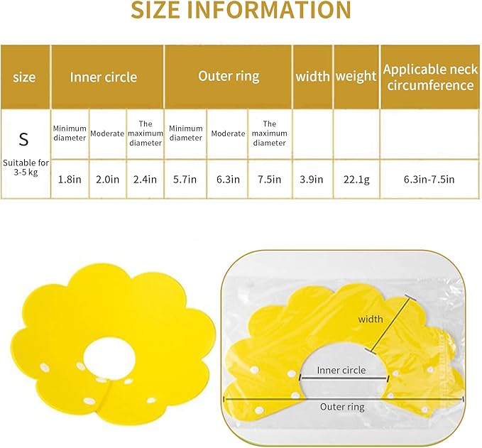 3-Piece Cat Recovery Collar Set - Sunflower Neck Cat Cone Anti-Licking Collars to Prevent Biting & Scratching (Pink, Orange, Yellow, S)