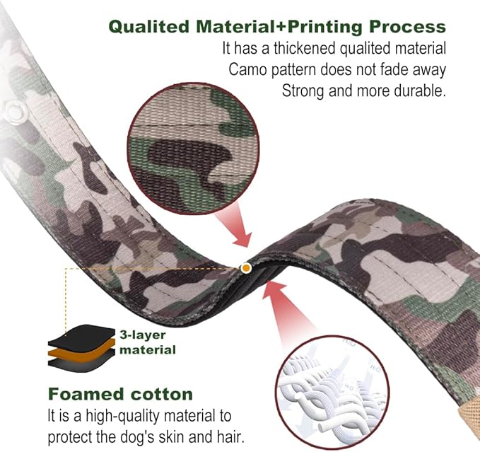 TSPRO Tactical Dog Collar 1.5 Inch Wide Thick Dog Collars with Heavy Duty Metal Buckle, Durable, Strong, Adjustable for Medium to Large Dogs (Military Green M)