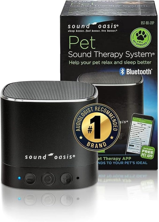 Sound Oasis Pet Bluetooth Sound Machine, 20 Dr Developed Calming Sounds to Soothe, Relax, Separation, Anxiety, Stress Relief, Sleep for Canine, Puppy, Dog, Cat for Storms, Fireworks, Barking, Travel