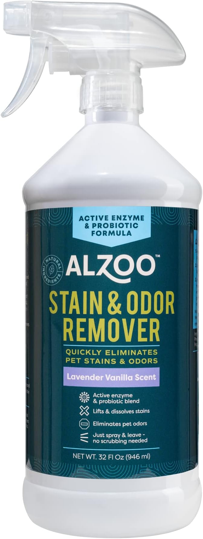 Stain & Odor Remover, Quickly Lifts & Dissolves Pet Stains & Helps Eliminate Odors, 100% Plant-Based Active Ingredients, Lavender Vanilla Scent, 32 Fl. Oz Spray Bottle