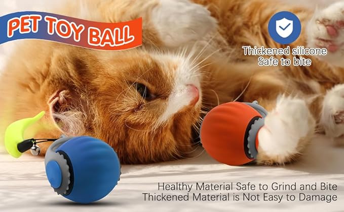 Speedy 3.0 Tail Upgrade Speedy 3.0 Tail Cat Toy,2025 New Turbo Smart Interactive Cat Ball for Indoor,Automatic Moving Smart Toys withTail Two Speed Adjustment (Blue+Orange, 2PC)