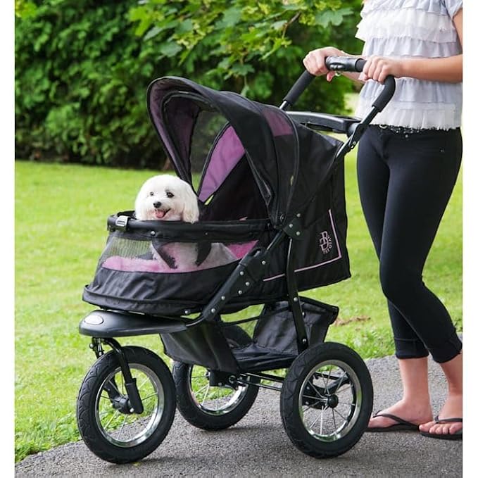 Pet Gear No-Zip NV Pet Stroller for Cats/Dogs, Zipperless Entry, Easy One-Hand Fold, Gel-Filled Tires, Plush Pad + Weather Cover Included, 3 colors