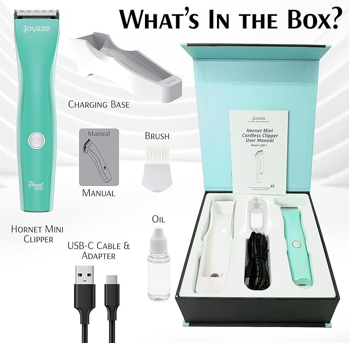 Hornet Mini Trimmer - Compact and Portable Pet Trimming Clippers for Grooming - Low Noise, Rechargeable Cordless Dog Hair Grooming Clippers - Teal