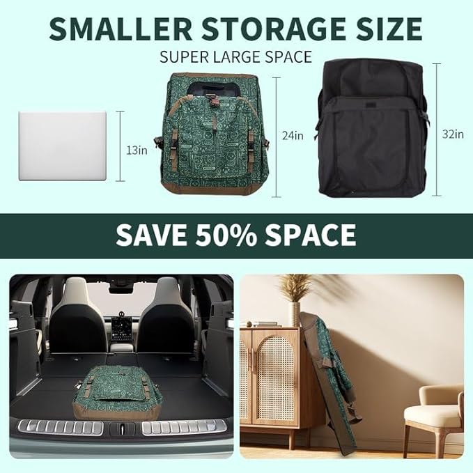 Extra Large Cat Carrier Soft Sided, Portable Small Dog Carrier for 2 Cats, 24"x16.5"x16" Car Travel Folding Comfortable Design, Green