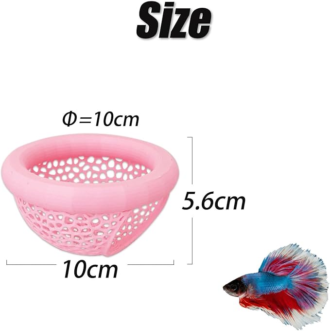 Aquarium Floating Betta Fish Skins, Betta or Shrimp Feeder, Cave and Hammock, Small Fish Feeding Rings, Aquarium Hiding Feeding Decorative Accessories (Pink)