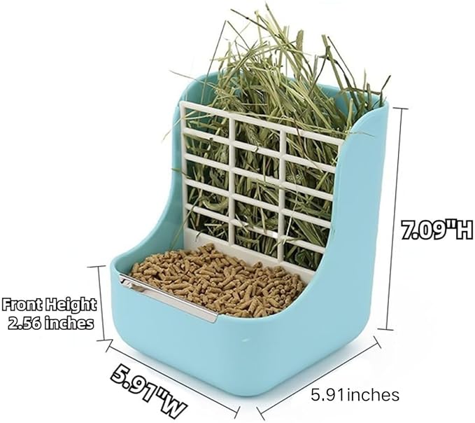 2 in 1 Food Hay Feeder for Guinea Pig, Rabbit Feeder, Indoor Hay Feeder for Guinea Pig, Rabbit, Chinchilla, Feed Bowls Use for Grass & Food (Yellow)