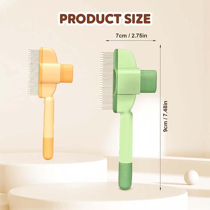 Zen Brush for Cats, Zenbrush Cat Comb, Self Cleaning Pet Comb Grooming Brush, Catdogcomb Pet Grooming for Massaging and Cleaning Shedding Hair (2Green)