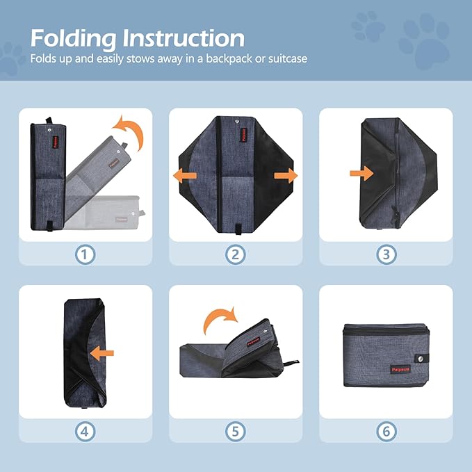 Portable Cat Travel Litter Box. Zipped Lid, Collapsible Litter Box for Cats. No Leakage, No Smell. Easy to Carry. Used for Hotels, Camping, Car(Gray,L)