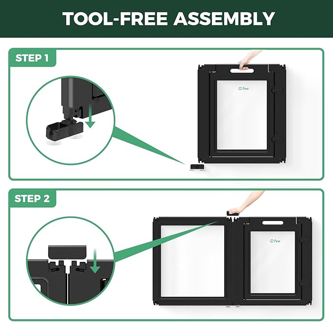 FXW AuraSpace Acrylic Indoor Unleashed Dog Playpen for Puppies and Small Dogs, 24 Inch, 16 Panels, Black