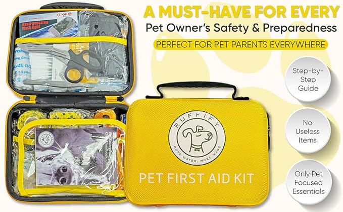 Pet First Aid Kit for Dogs & Cats – 27 Key Items Emergency Kit with Mini Pouch for Boating, Sailing, Home, Office, Travel, Vacations & Outdoor Adventures