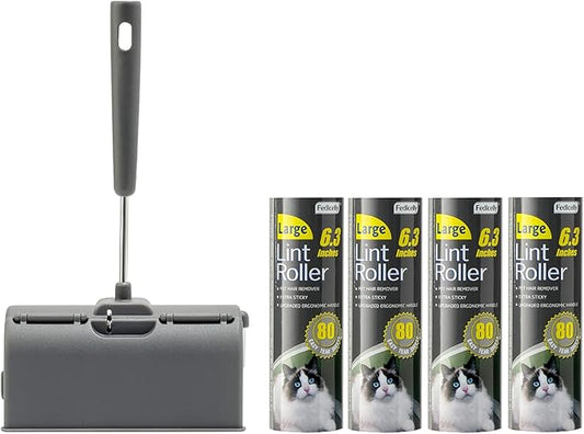 Fedicelly Lint Rollers Pet Hair Extra Sticky Furniture,Cat Dog Hair Remover Laundry Clothes Carpet, 6.3 inches Wider with 320 Sheets Large Lint Remover Brush for Couch