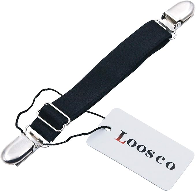 Loosco [4 Packs Elastic Adjustable Women's Boot Straps Pant Stirrups with Extra Heavy Sturdy Clip