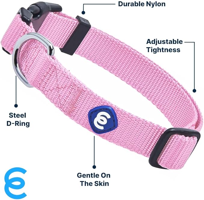 Blueberry Pet Essentials Large Dog Collar | Adjustable Fuchsia Pink Nylon Collar for Large Dogs | Stylish Girl Dog Collars | Secure Female Dog Collar with Eco-Friendly Buckles, 18"-26" Neck
