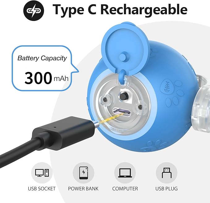 Interactive Cat Toys, Automatic Moving Cat Toys for Bored Indoor Adult Cats, Fast Rolling, Chirping & Motion-Activated Kitty Toys, Fun Gift for Cats with Speedy Tail 2.0, USB Rechargeable, Blue