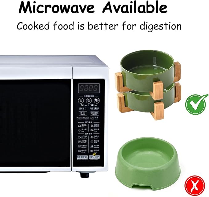 Petygooing Ceramic Cat Dog Bowl Set with Stand,Small Dog Bowls, Pet Food and Water Dish, Anti Slip Set of 2 Cat Bowls- Cute Modern Pet Food Bowl Small Size Dog (13.5OZ/5.1 in) Rust Green