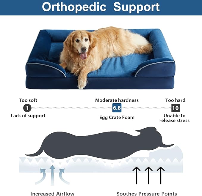 WNPETHOME Dog Beds for Large Sized Dogs, Washable Orthopedic Dog Couch Sofa Bed with Waterproof Lining & Non-Skid Bottom for Pet Sleeping