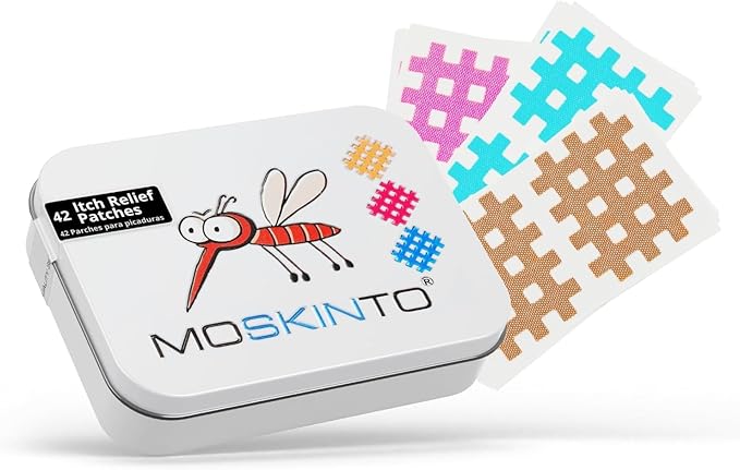 Moskinto The Original Itch Relief Patch, Mosquito Bite Patches for Kids and Adults, Instant Relief Natural Patches for Bug Bites, Travel Pack + Family Pack, Nude & Colorful Patches, 66 Count