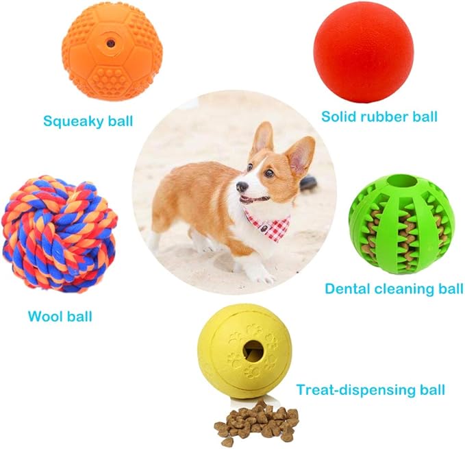5 Different Functions Interactive Dog Toys for Puppies, Puppy Puzzle Toys for Small Dogs, Dog Balls for Small Dogs, Treat Dispensing Dog Toys, Squeaky Ball, Small Breed