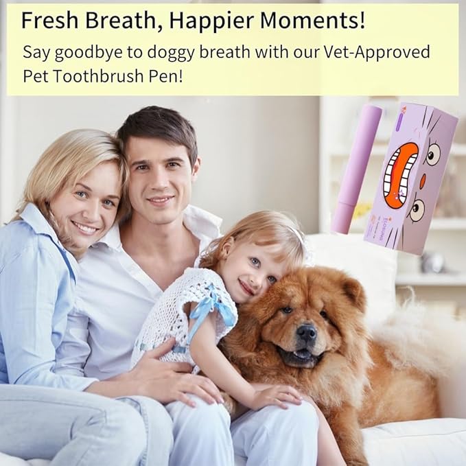 Pet Toothbrush Pen & Oral Repair Gel for Dogs & Cats – Teeth Cleaning Pen, Natural Plant Substance Tartar Remover for Repairing Pets' Teeth (4pcs)