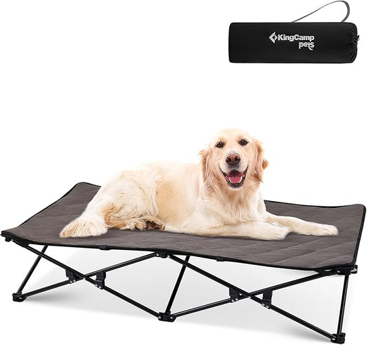 KingCamp Elevated Dog Bed for XL Dogs, Outdoor Raised Cooling Pet Cot Bed with Washable Breathable Mesh & No-Slip Feet Perfect for Camping, Backyard, Indoor Use (X-Large, Black)