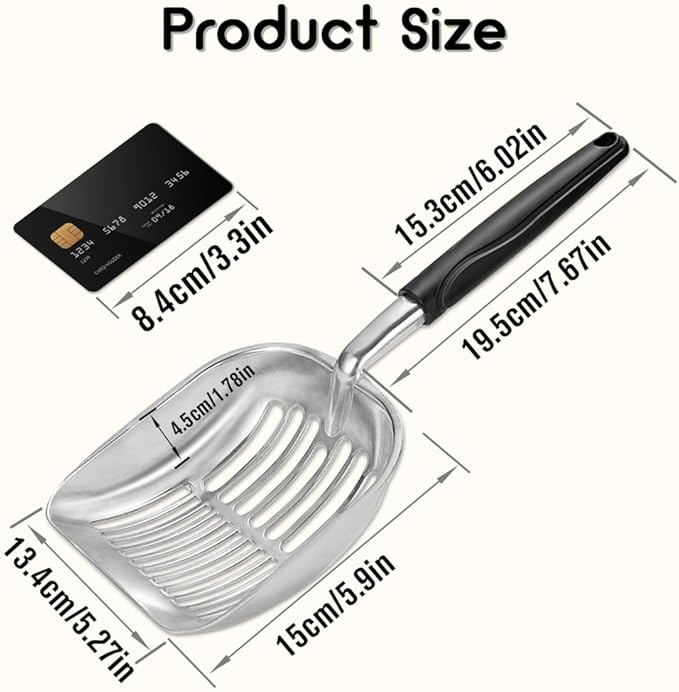 Cat Litter Scoop - Sturdy Mesh Scooper,Long Handle Cat Scooper,Aluminum Alloy Sifter Metal Scoop,Poop Sifting,Mesh shovel,Suitable for Cat Litter Box,Christmas GiftSuitable for Cat Litter Box