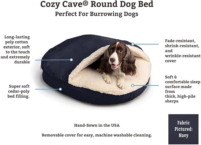 Snoozer Classic Poly-Cotton Cozy Cave Pet Bed, Large, Red.