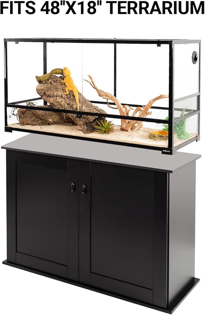 REPTI ZOO Reptile Aquarium Terrarium Wooden Stand and Cabinet with Adjustable Shelf for 48L x 18W inch Amphibian/Fish Sea Salt Water Tank Terrarium(Cabinet Only)