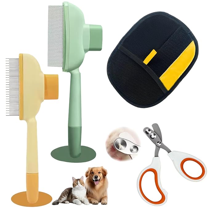 Zenbrush for Cat, Flea Comb for Cats, Viorane Pets Remover Gloves, Pets Hairs Removal, Cat Brush Dog Brush Pet Hair Clean Tool